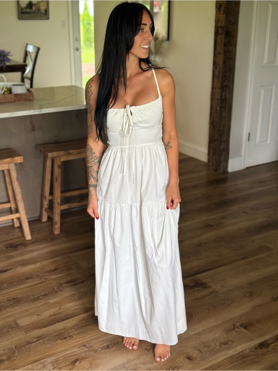 Dresses & Skirts - Women’s White Maxi Sundress with Tie Front